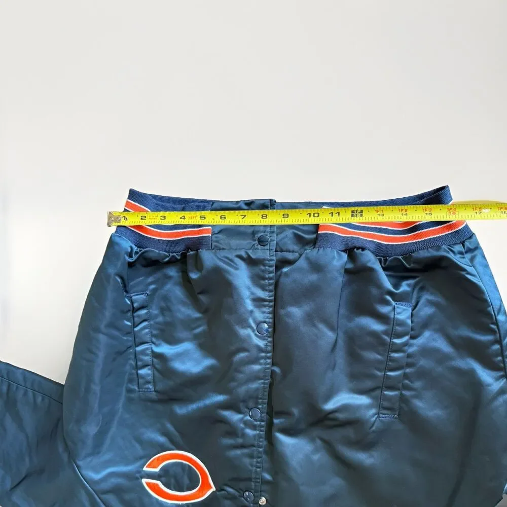 VTG 90s NFL CHICAGO BEARS CHALK LINE SATIN JACKET SPELL OUT MADE IN USA SIZE L